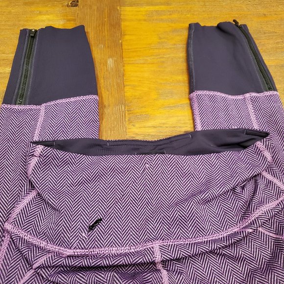 Lululemon Rebel Runner Crop Herringbone Purple Size 4 Leggings Women - Picture 4 of 8
